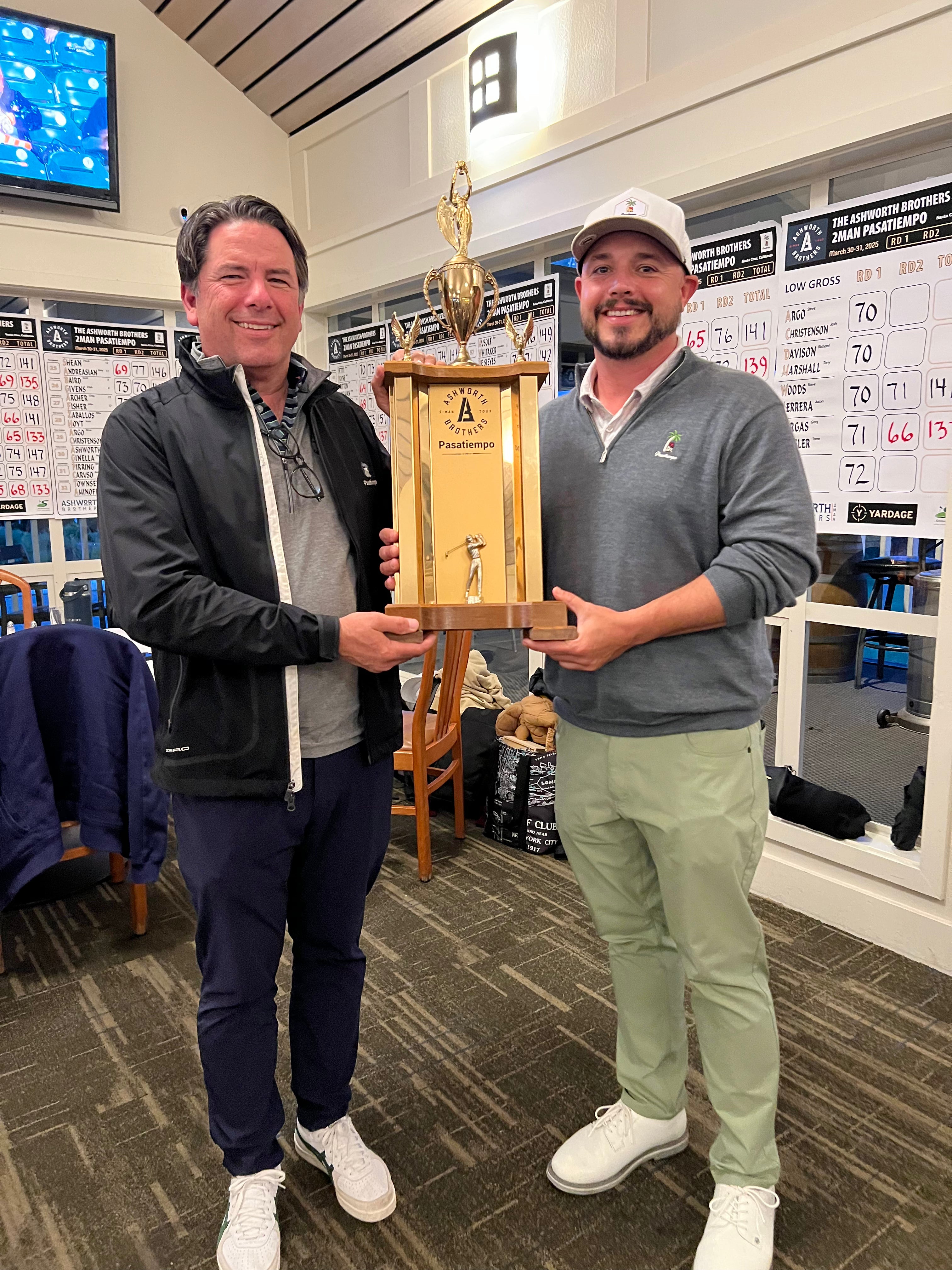 Trophy from the Ashworth Brother's 2MAN tournamentat at Pasatiempo Golf Course in Santa Cruz, CA