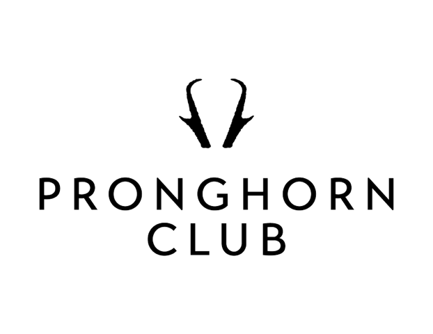 Pronghorn Club logo with black text and antelope silhouette on a white background
