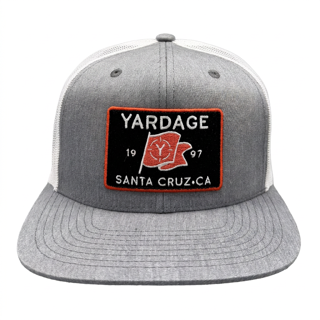 Yardage Flag Flat Billed Trucker Hat front view
