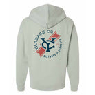 Back view of the Tahoe Sweatshirt in Sage featuring the back graphic