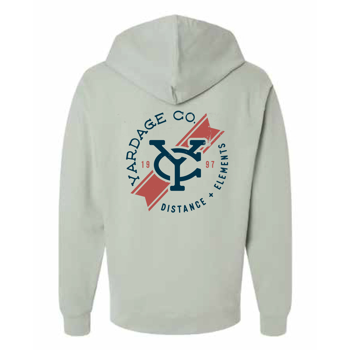 Back view of the Tahoe Sweatshirt in Sage featuring the back graphic