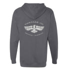 chasing birdies hoodie back view charcoal color