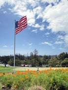 The American flag over Pasatiempo Golf Course in Santa Cruz, CA