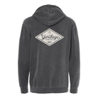 Gray hoodie with 'Yardage Company' logo on the back against a white background