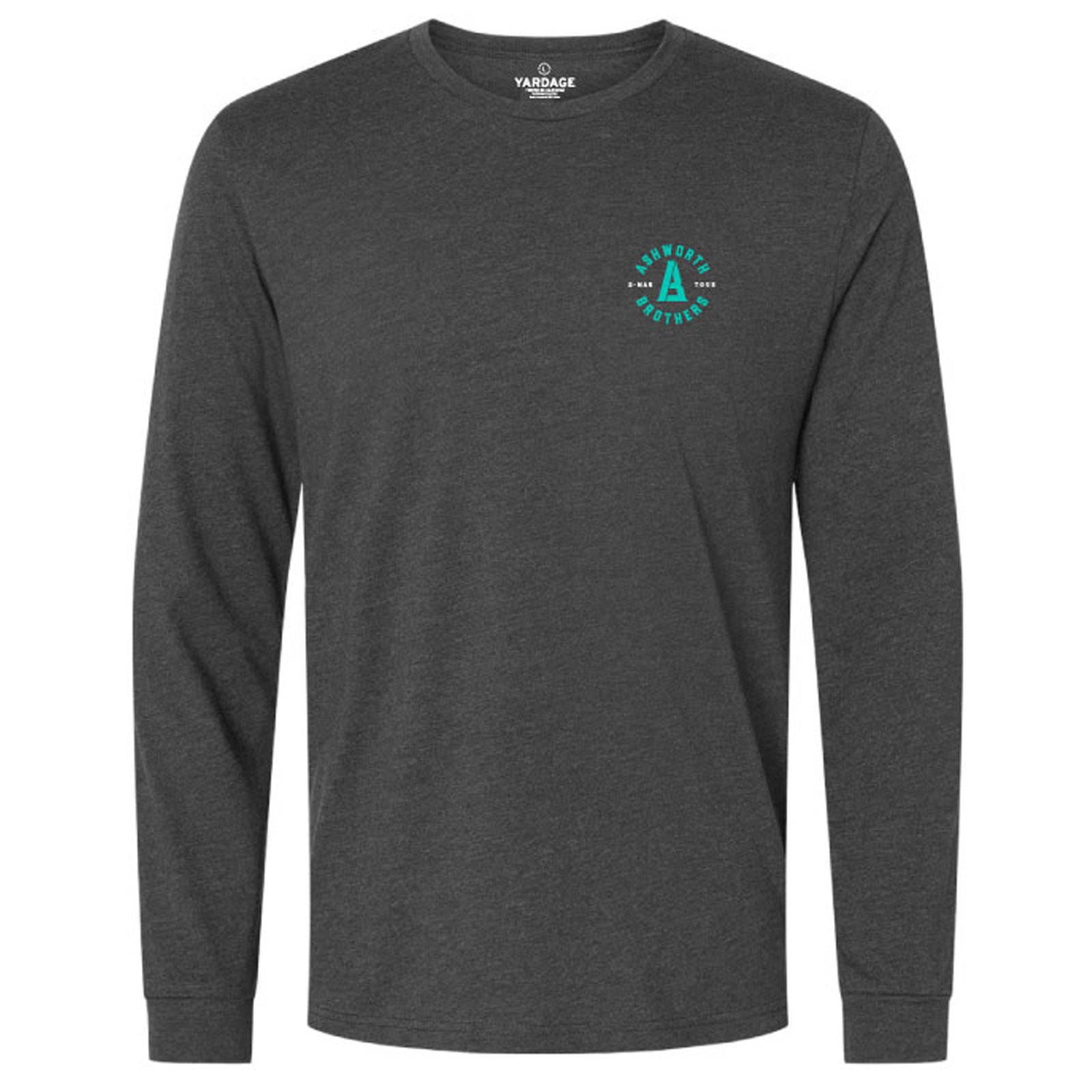 Dark gray Goat Hill Park long-sleeve shirt with a logo on the chest against a white background