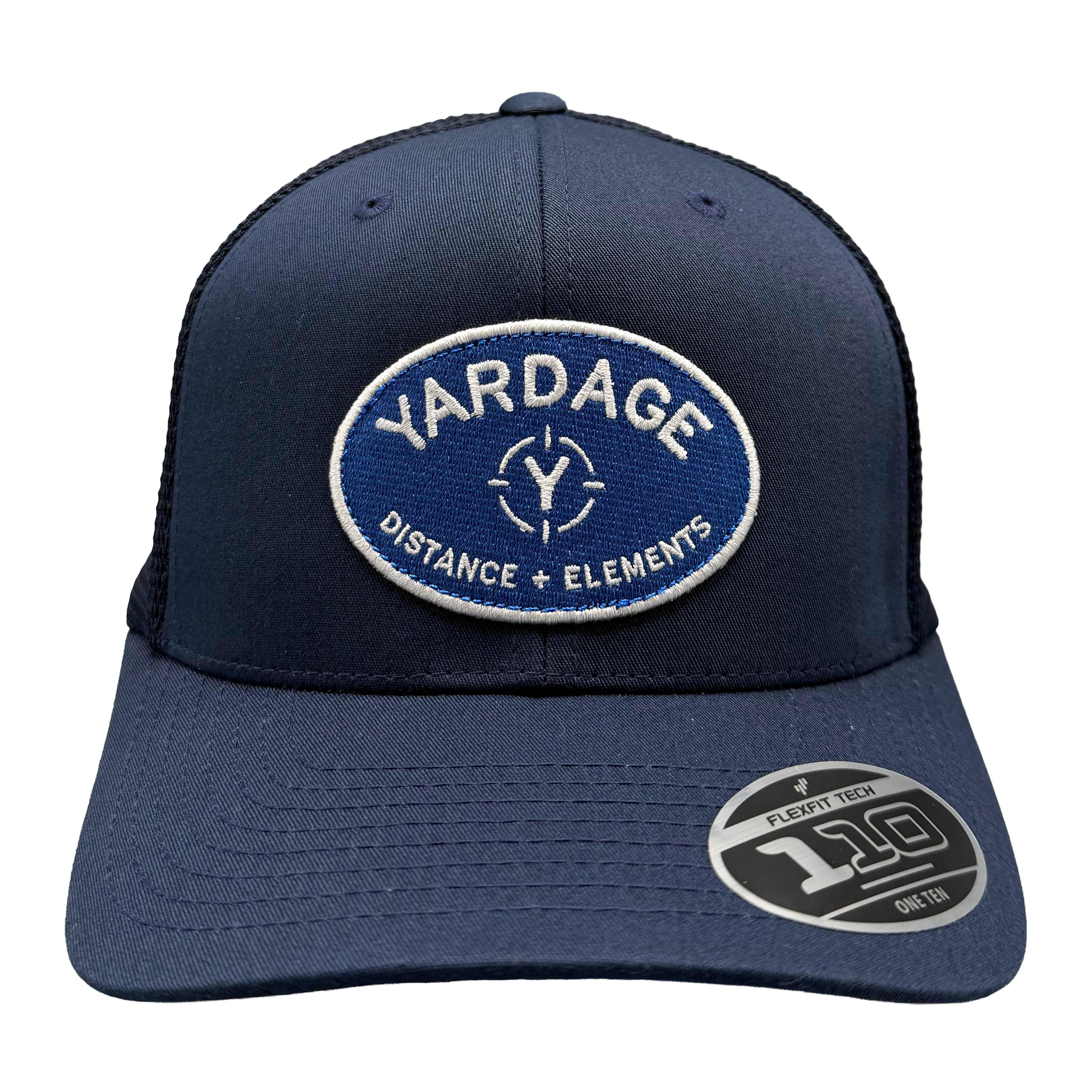 Distance + Elements Golf Hat with 'Yardage' logo on a white background