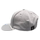 Gray cap with a brand logo on a white background
