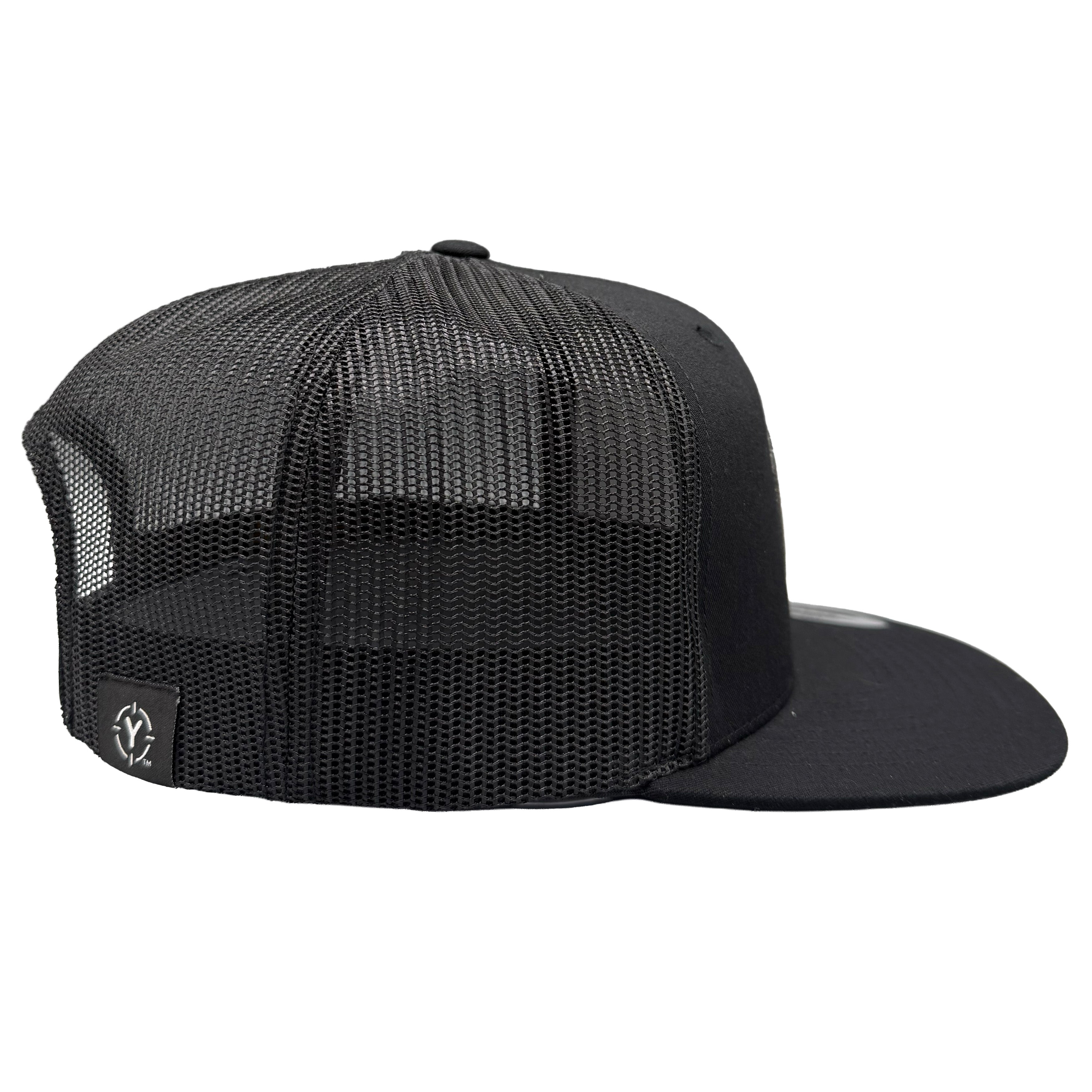 Black mesh cap on a white background