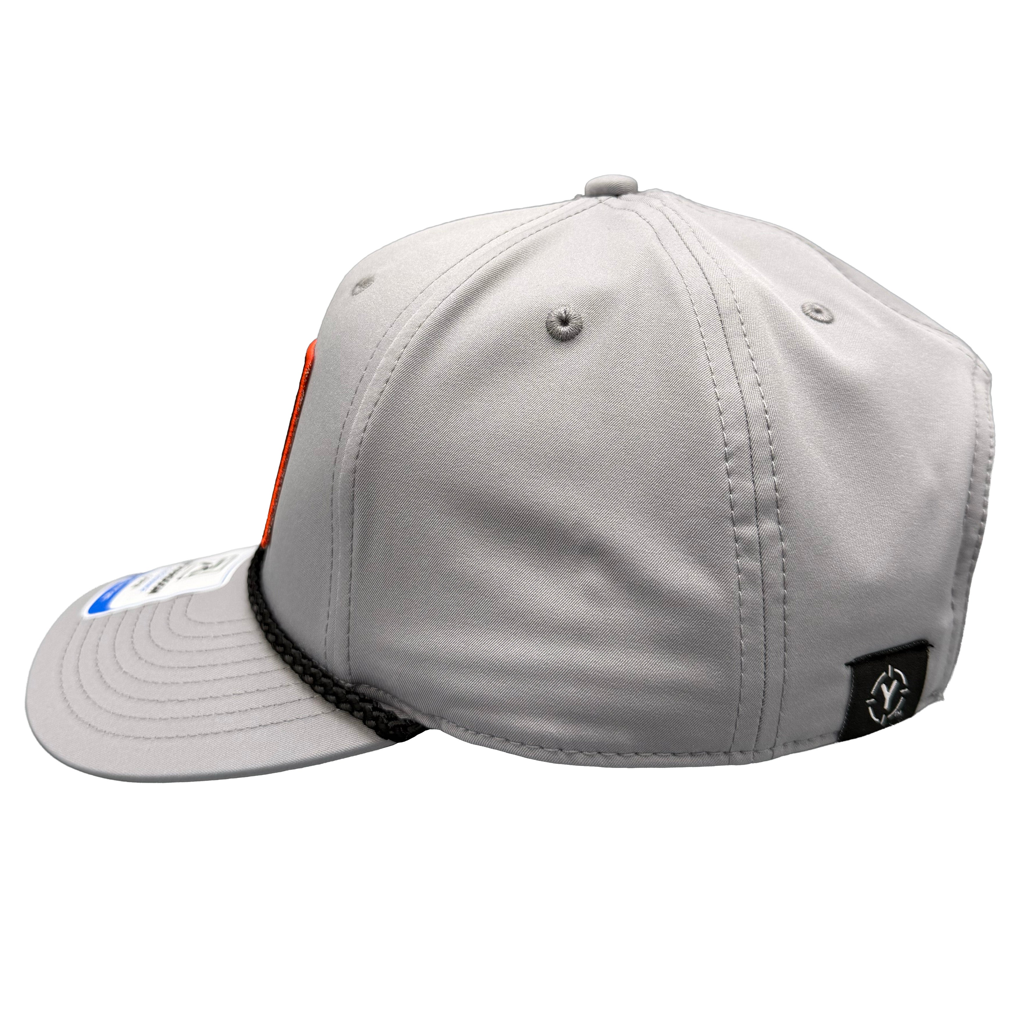 Gray cap with a logo on a white background